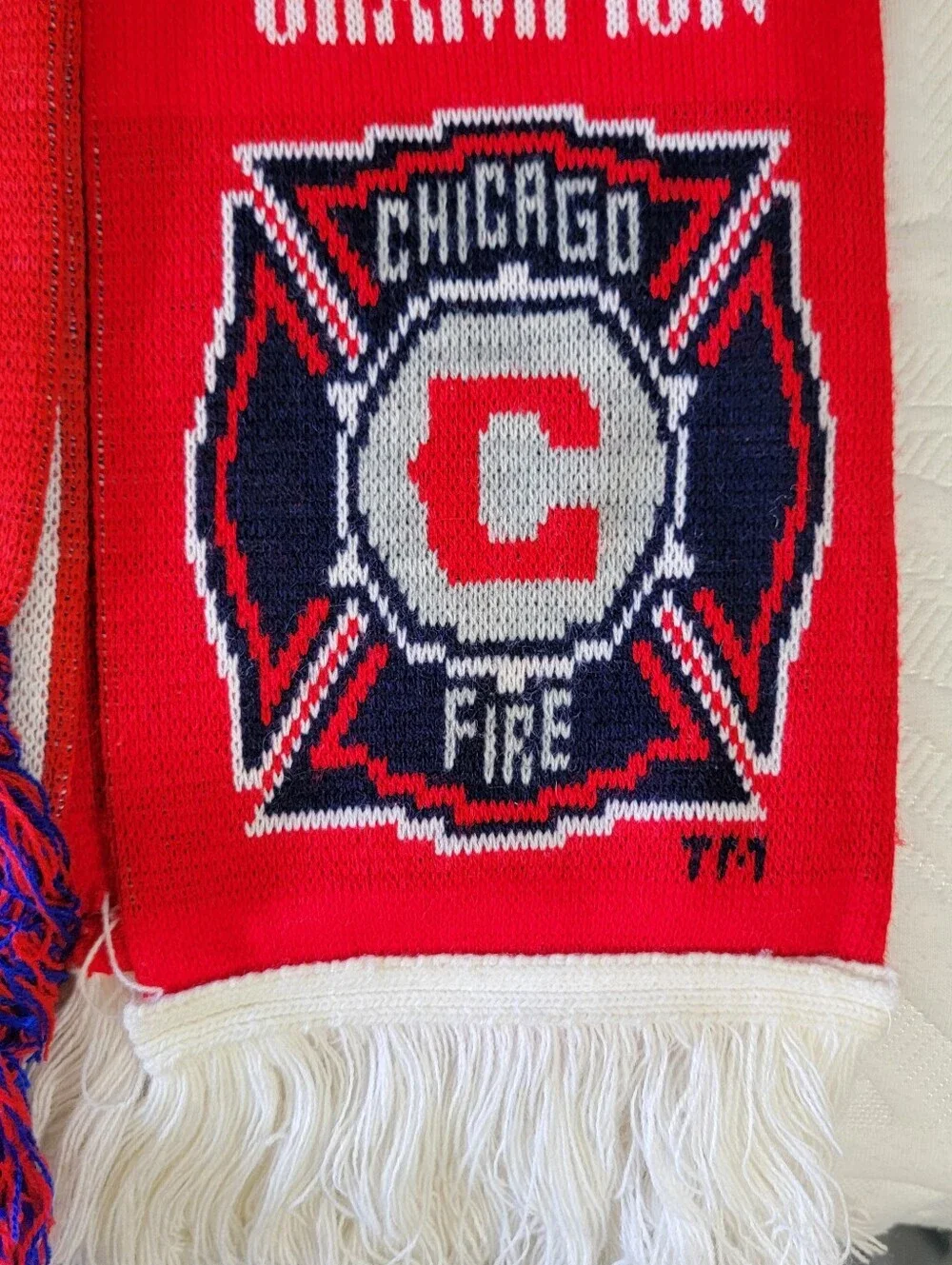Lot Of 3 Vintage Chicago Fire Football US Soccer MLS Rectangle Fringed Scarves